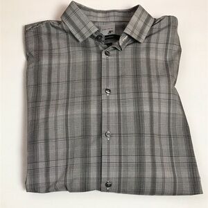 J Ferrar Slim Black and White Plaid Button Down L